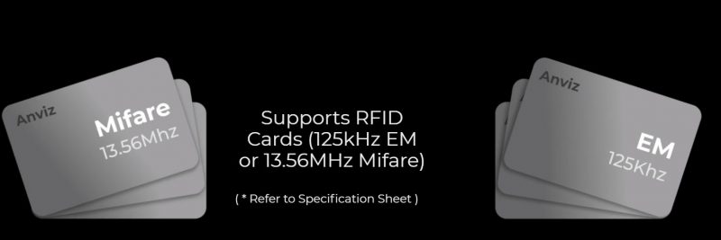 Supports RFID Cards (125kHz EM or 13.56MHz Mifare)